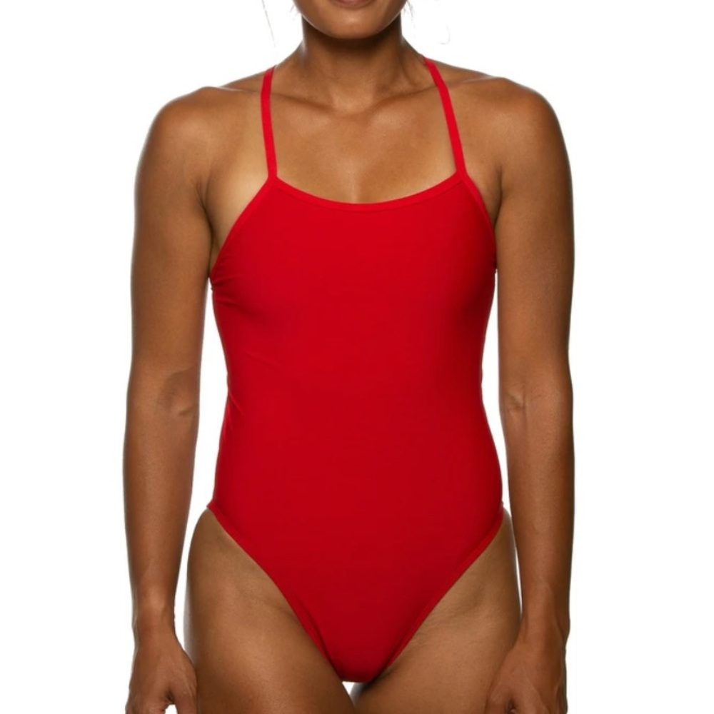 Jolyn tie back swim suit in red